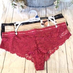 French Affair 3 Pack Floral Lace Hipster Cheeky Underwear Panty